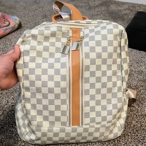 The Luxe Checkered Backpack - Cream